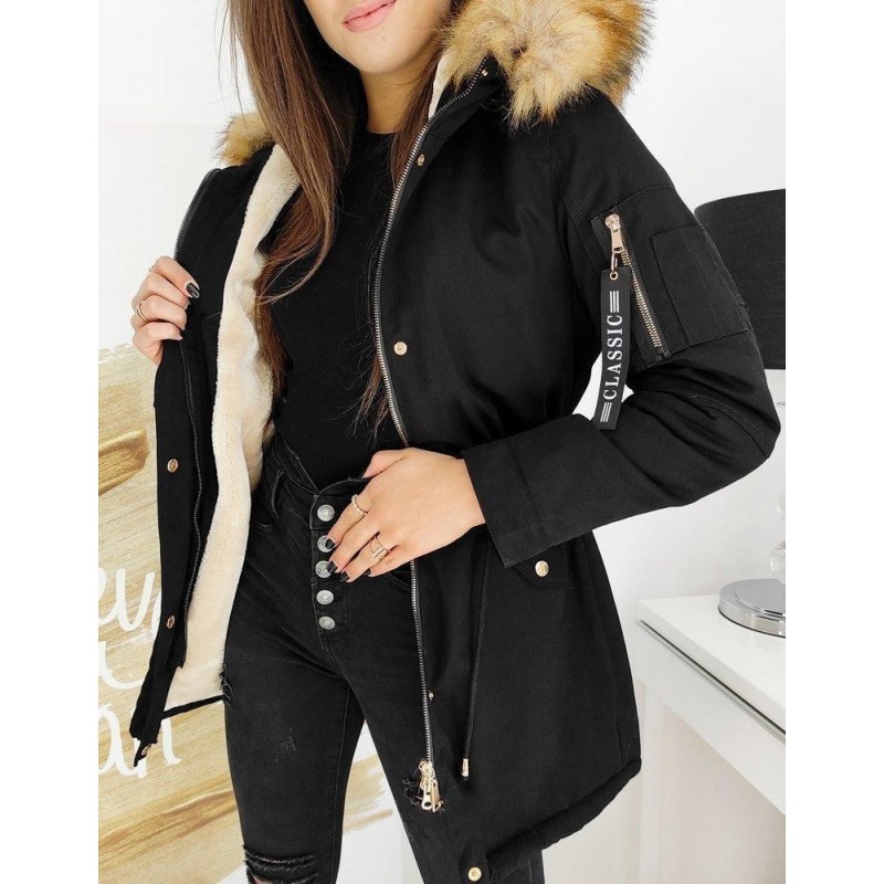 Čierna dámska zimná parka STEEPS TY1515