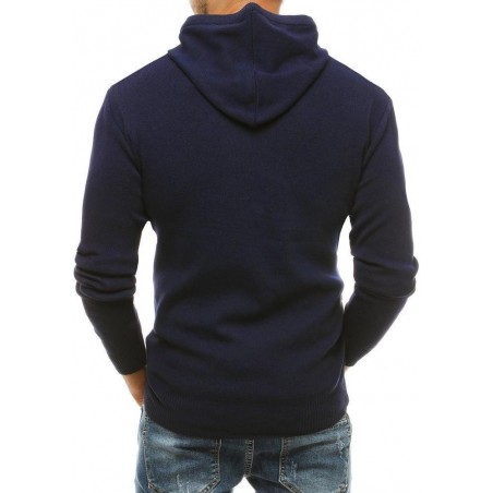 Tmavomodrý pánsky sveter s kapucňou WX1464