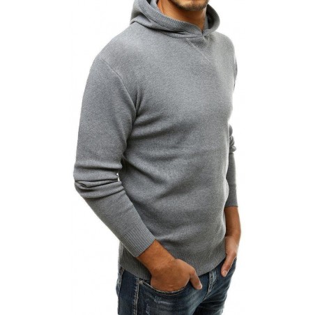 Sivý pánsky sveter s kapucňou WX1465