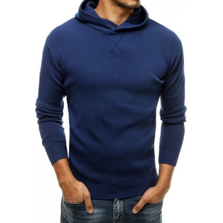Modrý pánsky sveter s kapucňou WX1466