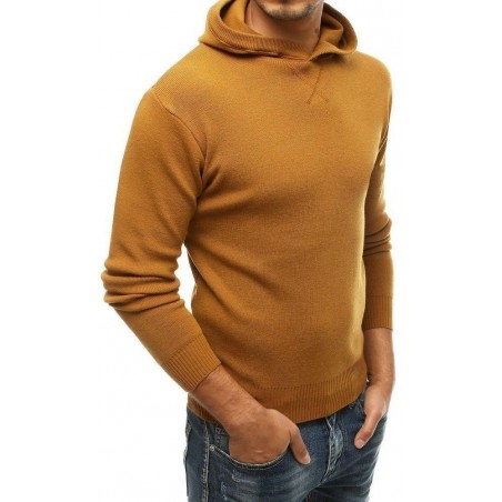 Kamelový pánsky sveter s kapucňou WX1467