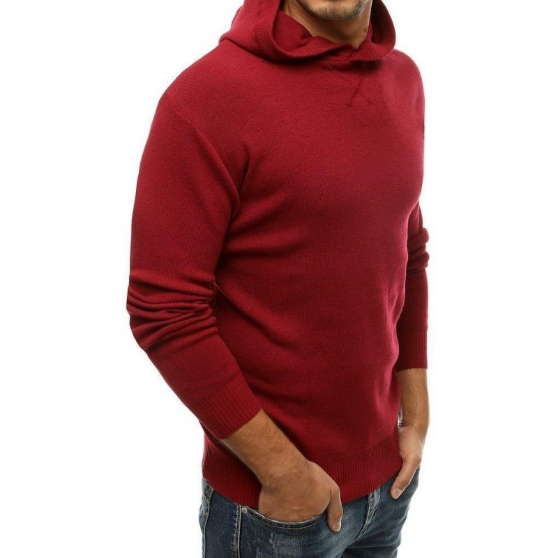 Bordový pánsky sveter s kapucňou WX1468