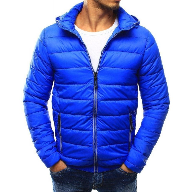 Prešívaná pánska bunda s kapucňou (tx1793) - modrá
