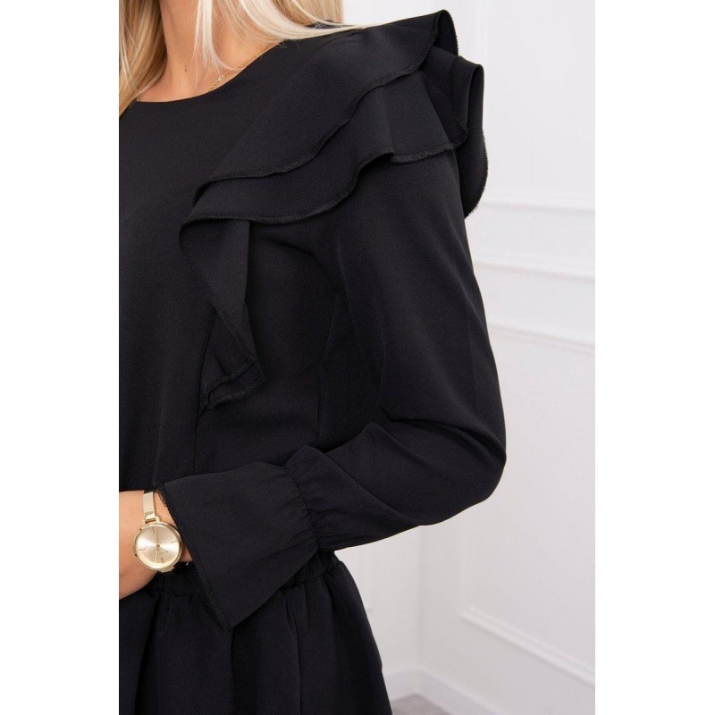 Dámske riasené šaty 66047 - čierne