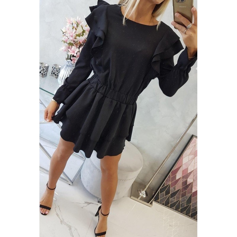 Dámske riasené šaty 66047 - čierne