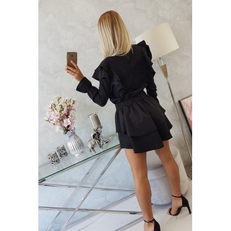 Dámske riasené šaty 66047 - čierne