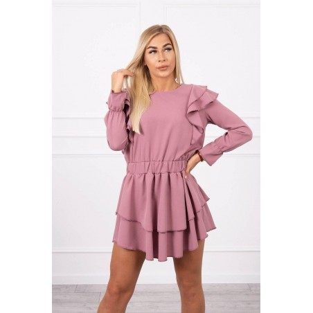 Dámske riasené šaty 66047 - tmavoružové