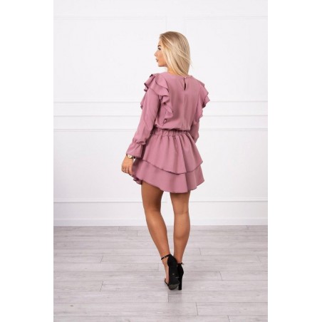 Dámske riasené šaty 66047 - tmavoružové