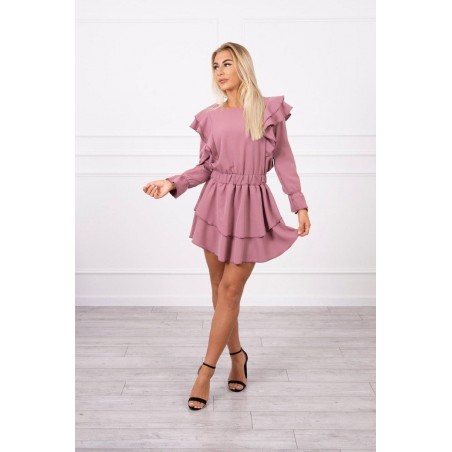 Dámske riasené šaty 66047 - tmavoružové
