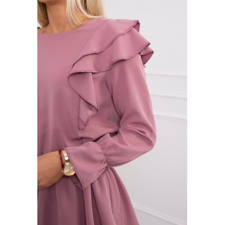 Dámske riasené šaty 66047 - tmavoružové