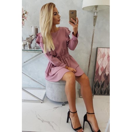 Dámske riasené šaty 66047 - tmavoružové