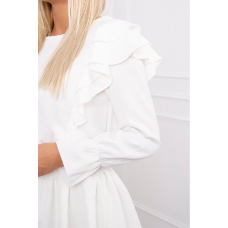 Dámske riasené šaty 66047 - ecru