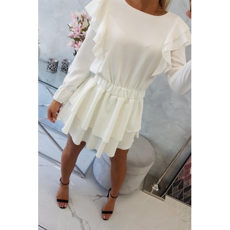 Dámske riasené šaty 66047 - ecru