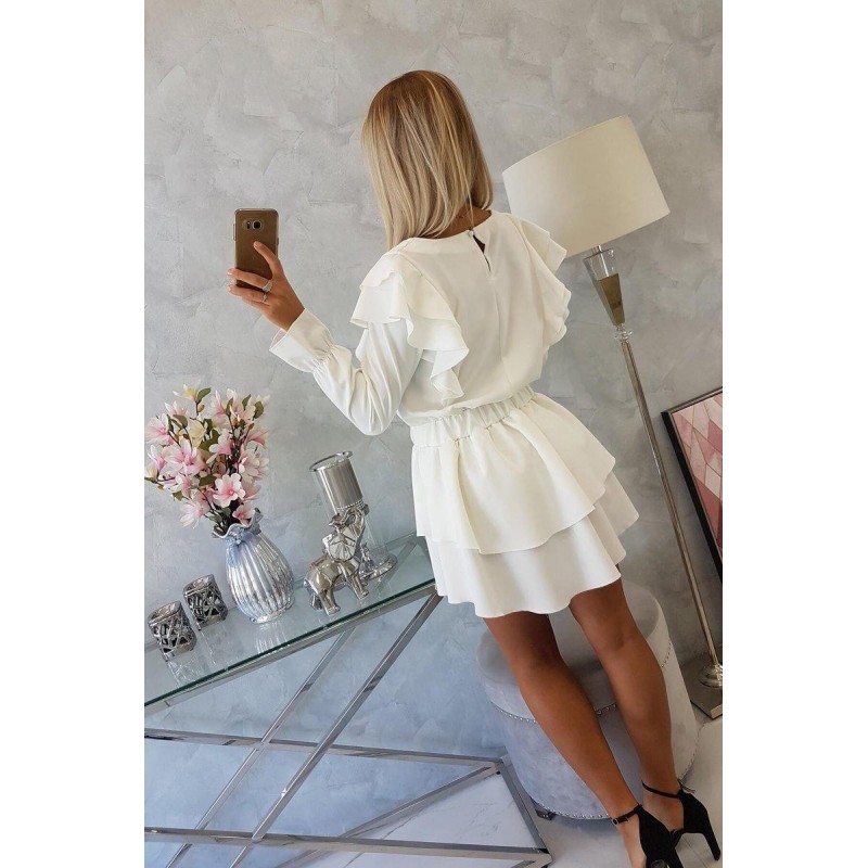 Dámske riasené šaty 66047 - ecru