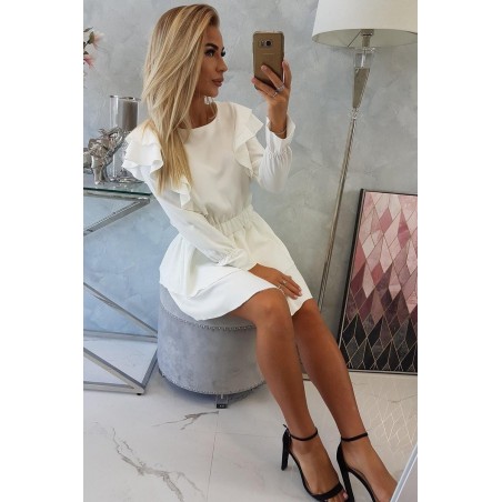 Dámske riasené šaty 66047 - ecru