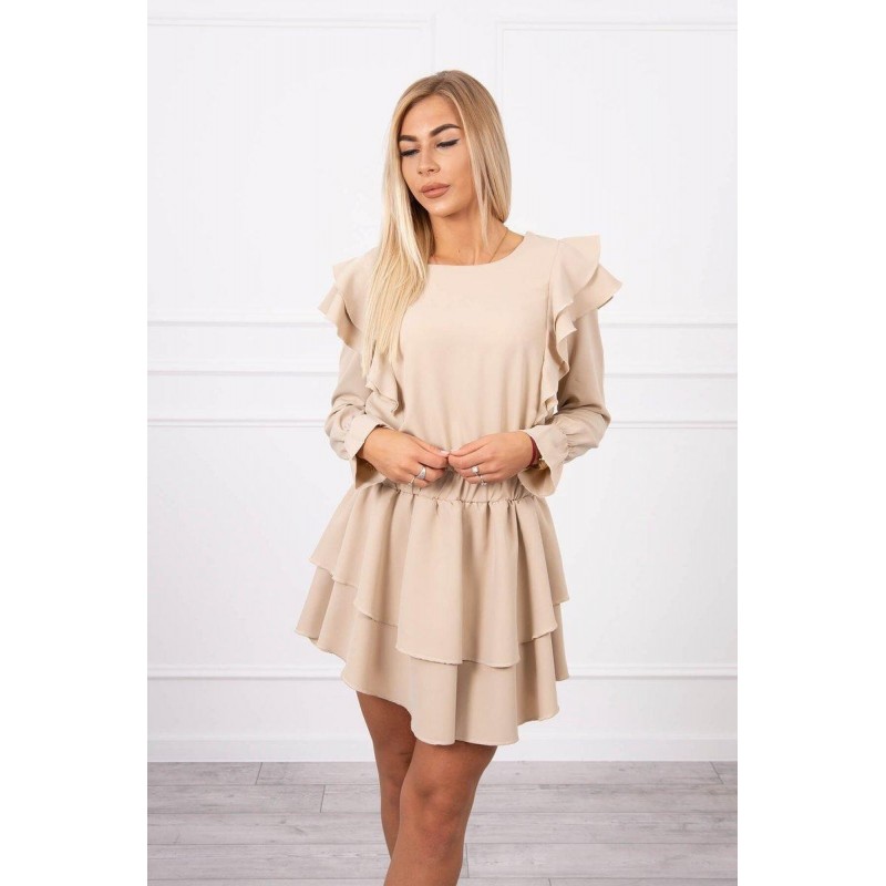 Dámske riasené šaty 66047 - béžové