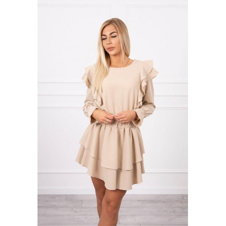 Dámske riasené šaty 66047 - béžové