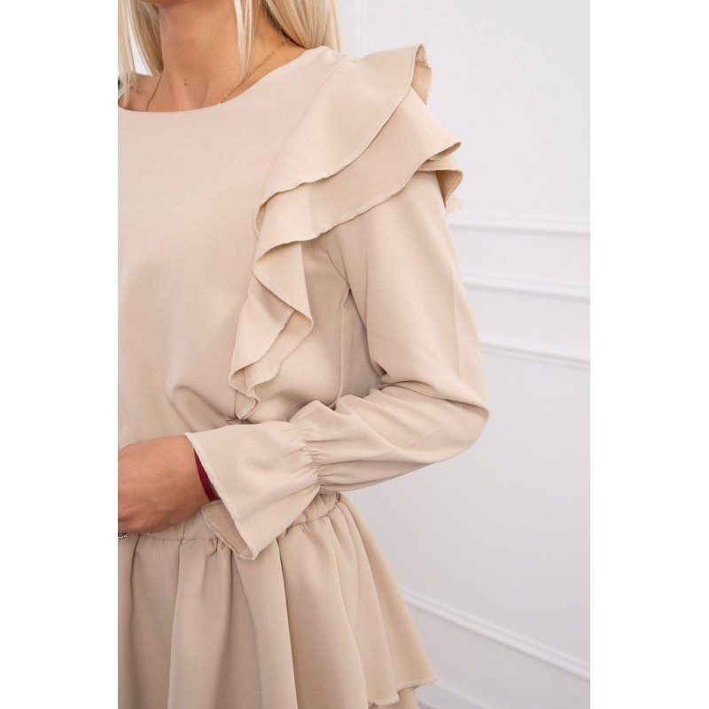 Dámske riasené šaty 66047 - béžové