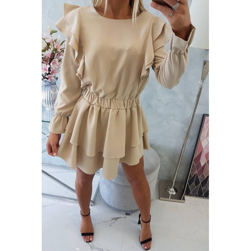 Dámske riasené šaty 66047 - béžové