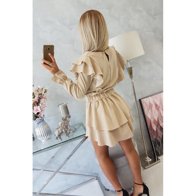 Dámske riasené šaty 66047 - béžové