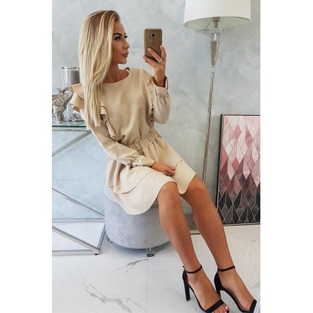 Dámske riasené šaty 66047 - béžové