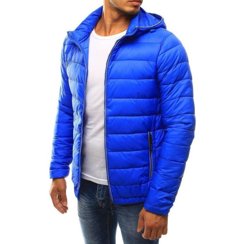 Prešívaná pánska bunda s kapucňou (tx1793) - modrá