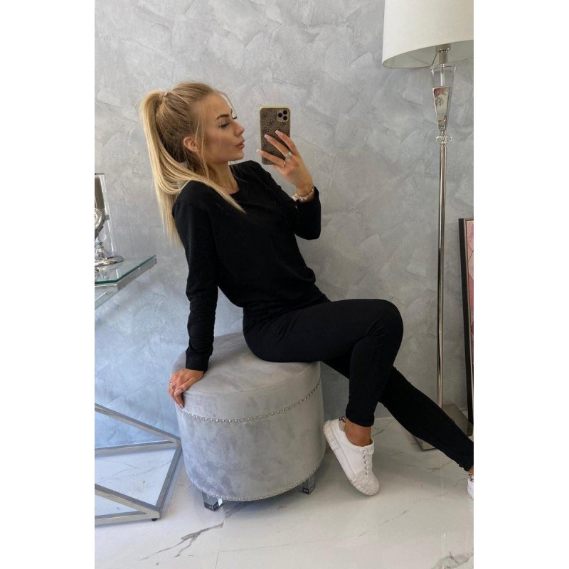 Dámska čierna tepláková súprava 9090