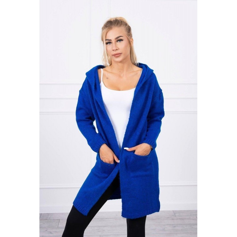 Dámsky kardigán s kapucňou 2020-10 - modrý