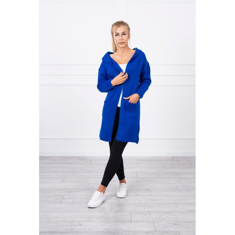 Dámsky kardigán s kapucňou 2020-10 - modrý
