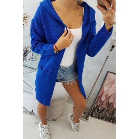 Dámsky kardigán s kapucňou 2020-10 - modrý