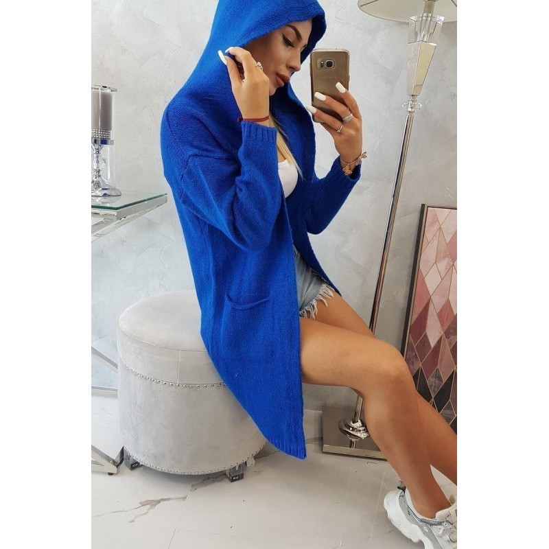 Dámsky kardigán s kapucňou 2020-10 - modrý