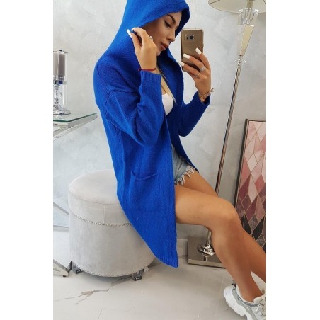 Dámsky kardigán s kapucňou 2020-10 - modrý