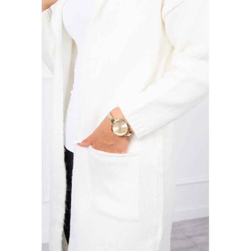 Dámsky kardigán s kapucňou 2020-10 - ecru