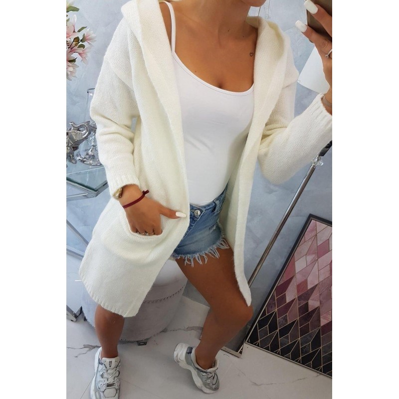 Dámsky kardigán s kapucňou 2020-10 - ecru