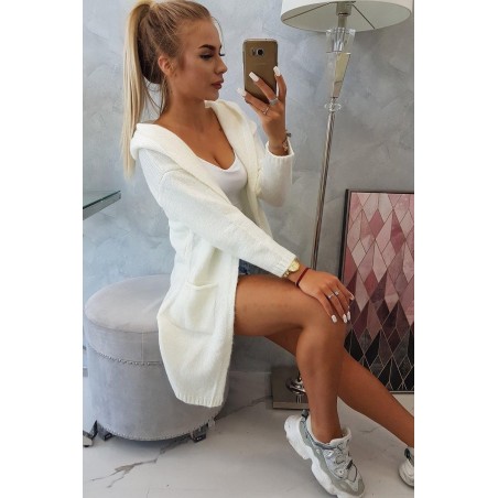 Dámsky kardigán s kapucňou 2020-10 - ecru