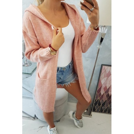 Dámsky kardigán s kapucňou 2020-10 - ružový