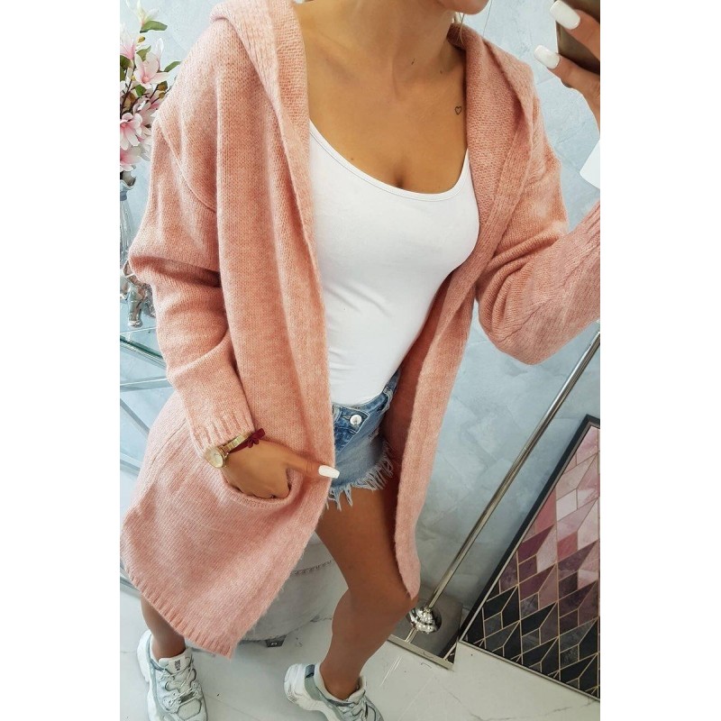 Dámsky kardigán s kapucňou 2020-10 - ružový