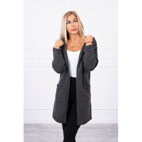 Dámsky kardigán s kapucňou 2020-10 - grafitový