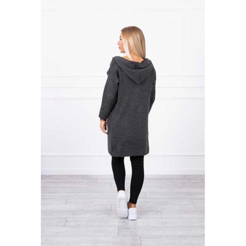 Dámsky kardigán s kapucňou 2020-10 - grafitový
