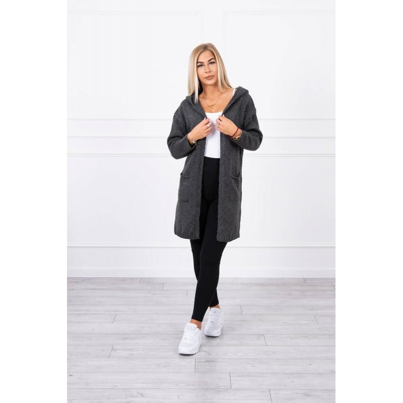 Dámsky kardigán s kapucňou 2020-10 - grafitový