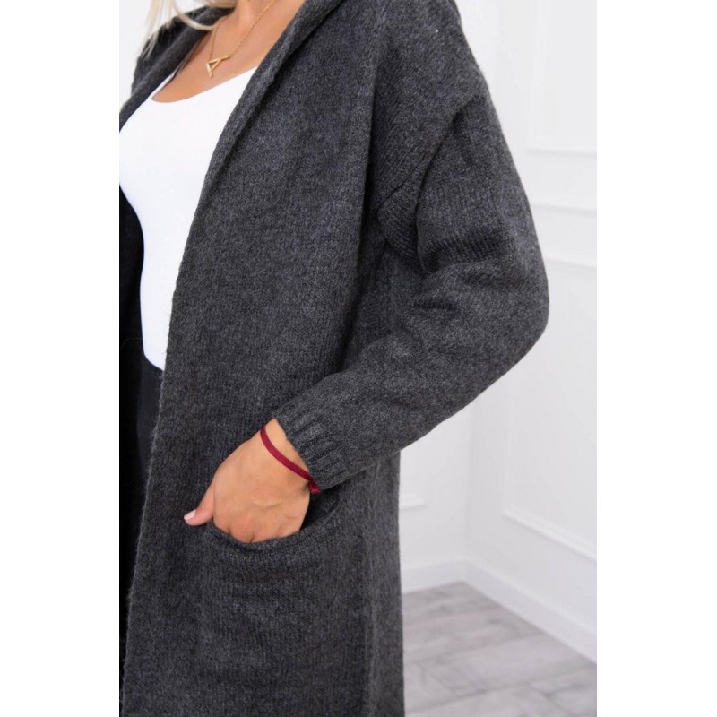 Dámsky kardigán s kapucňou 2020-10 - grafitový