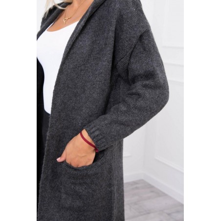 Dámsky kardigán s kapucňou 2020-10 - grafitový