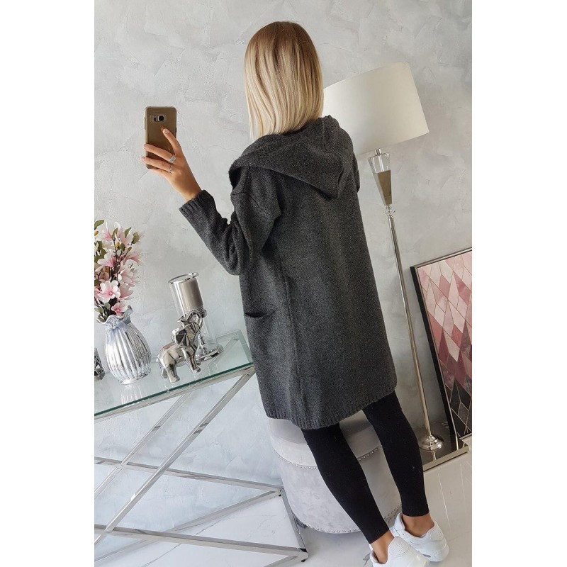 Dámsky kardigán s kapucňou 2020-10 - grafitový