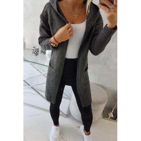 Dámsky kardigán s kapucňou 2020-10 - grafitový