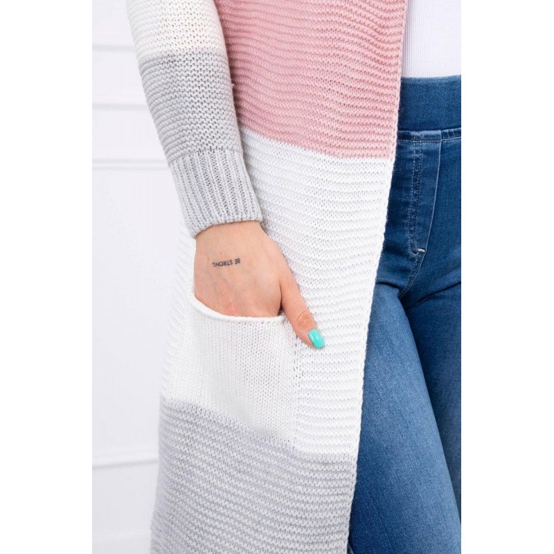 Pruhovaný dámsky kardigán 2019-12 - sivo-ružový