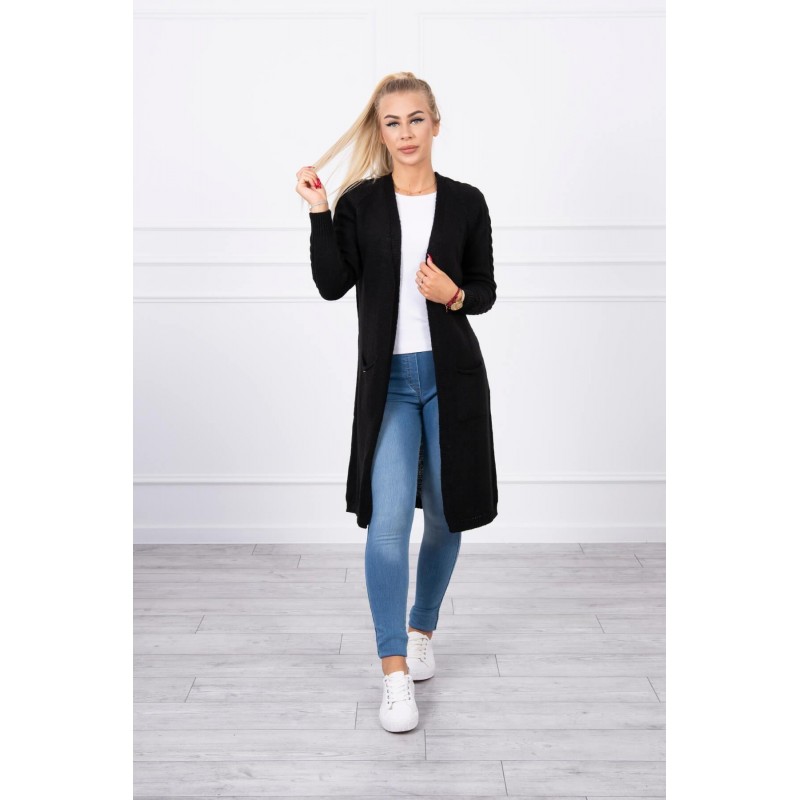 Dámsky čierny kardigán s vreckami 2020-3