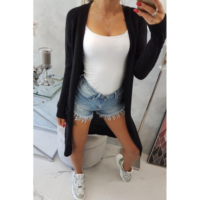 Dámsky čierny kardigán s vreckami 2020-3