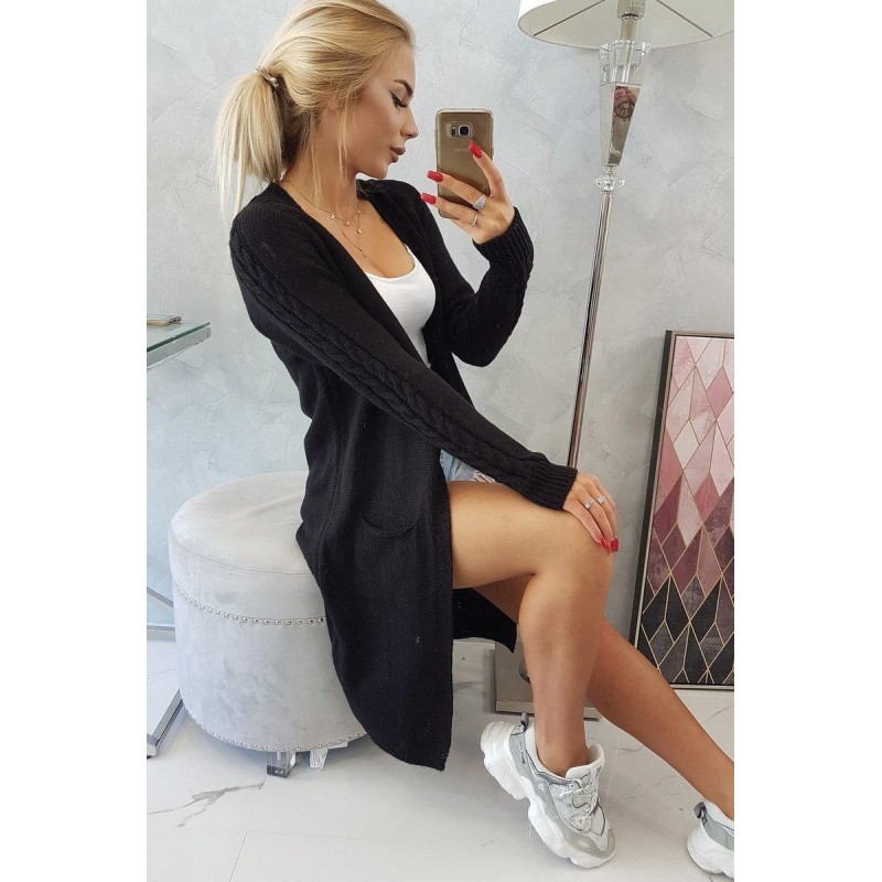 Dámsky čierny kardigán s vreckami 2020-3