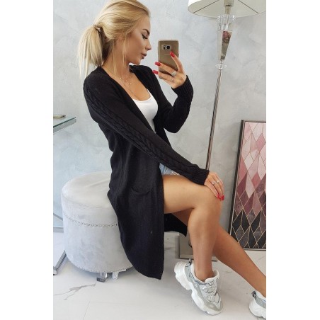 Dámsky čierny kardigán s vreckami 2020-3