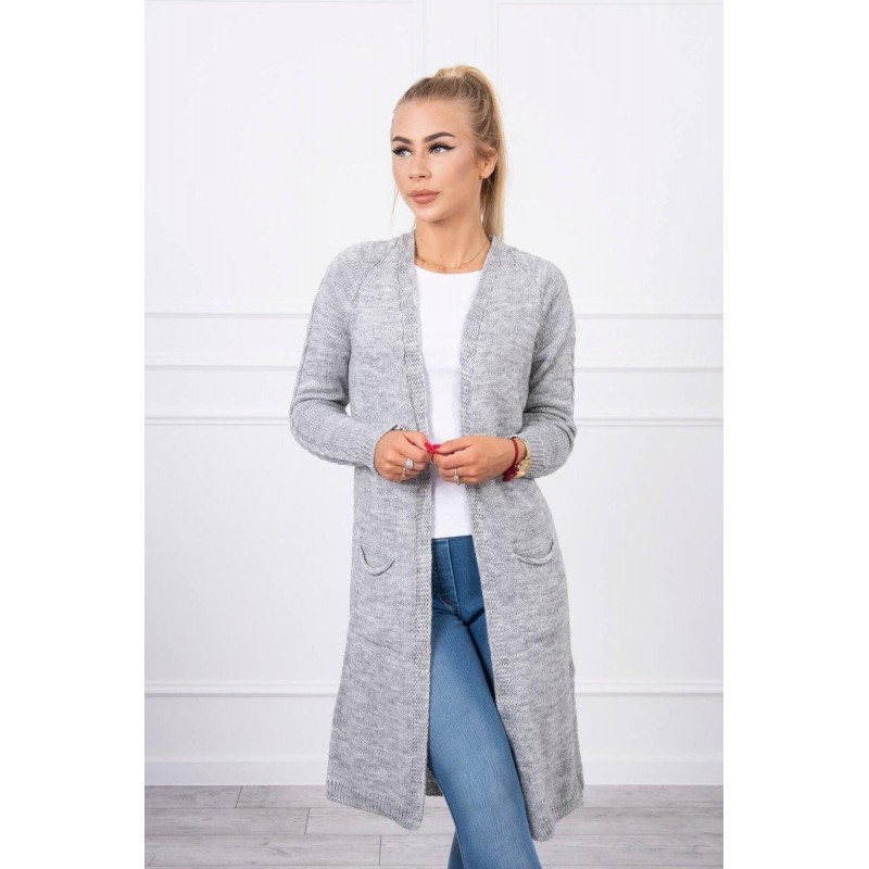 Dámsky sivý kardigán s vreckami 2020-3